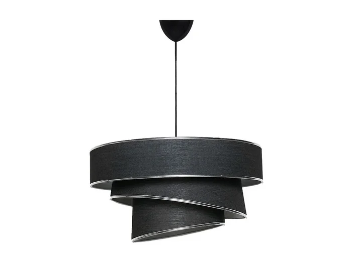 Lámpara de techo de tela y metal ajustable en altura – D. 40 x A. 30-70 cm – Negro y plateado – TAIRON