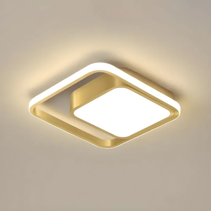 Lámpara de Techo Dorada de Acrílico LED Luminaria de Techo Empalme Cuadarda Moderna para Baño – 220 A 240 V Dorado Tercer Gear