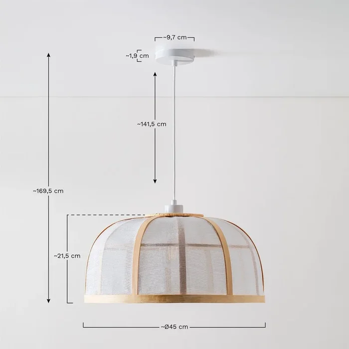 Lámpara de Techo en Bambú y Algodón (Ø45 cm) Mikayla Blanco – SKLUM