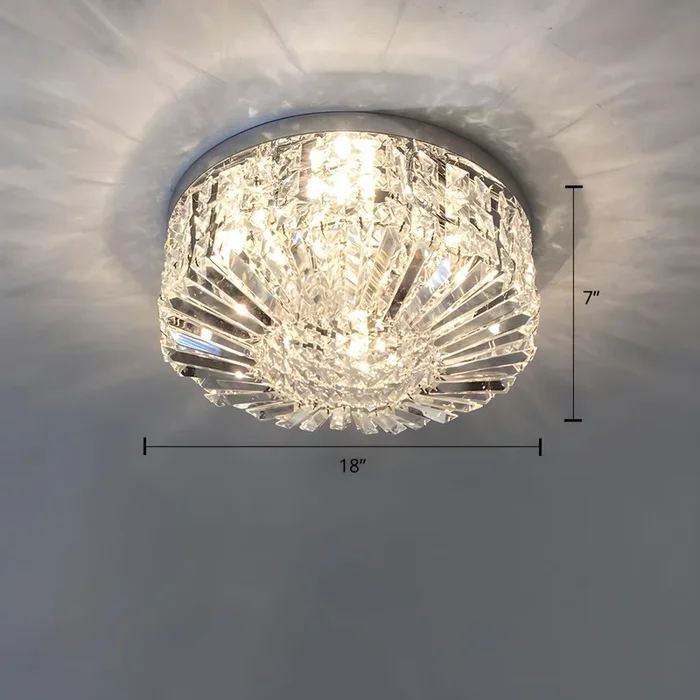 Lámpara de Techo Redonda de Cristal Claro Luminaria de Techo Contemporánea para Dormitorio – 110 A 120 V Plata 45,72 cm