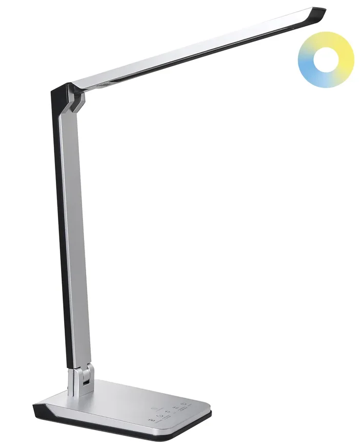 Lámpara LED de escritorio PICTOR con regulador de intensidad Plateado
