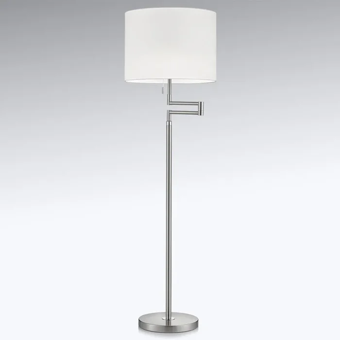 Lámpara pie Lilian, dimmer LED, níquel mate/cromo