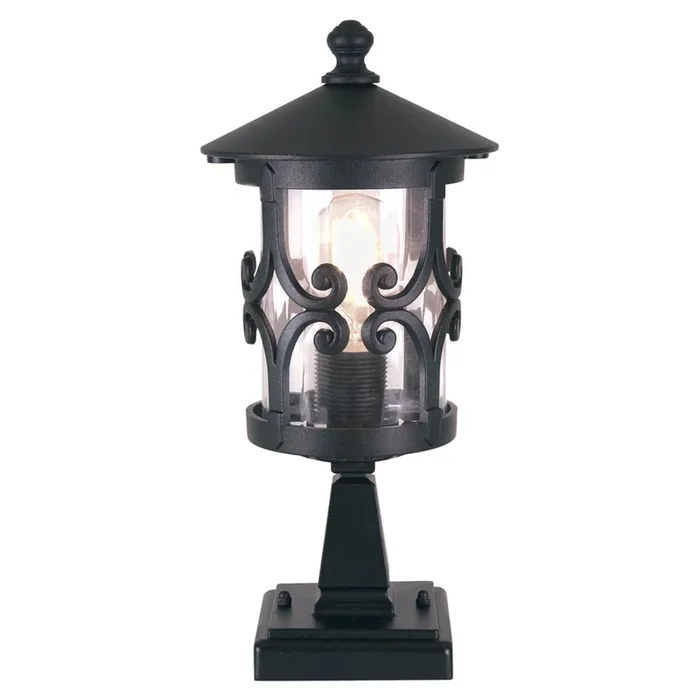 Lámpara sobremuro Hereford, negra, aluminio, cristal, altura 34 cm