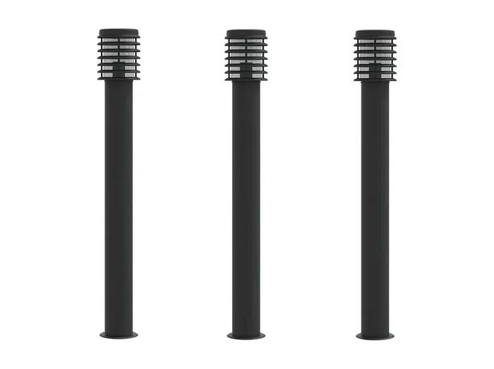Lámparas de pie para exterior 3 piezas 110 cm acero inoxidable negro 02_0042546