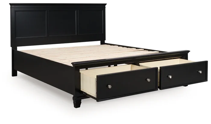 Lanolee Black King Panel Storage Bed