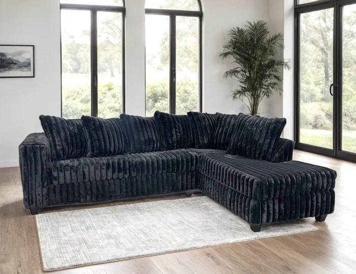 Larce Black Fabric Right Arm Facing (RAF) Sectional
