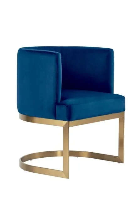 Lasco – Silla de comedor – Azul Marino – Base de latón cepillado
