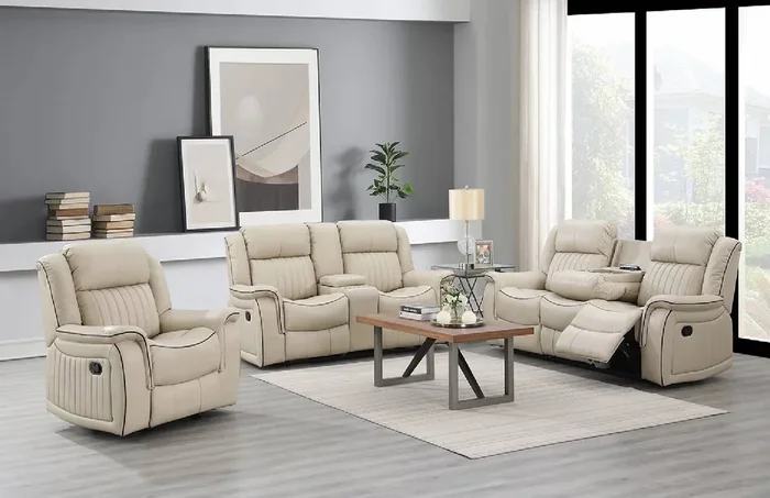 Lavon Cream Reclining Living Room Set