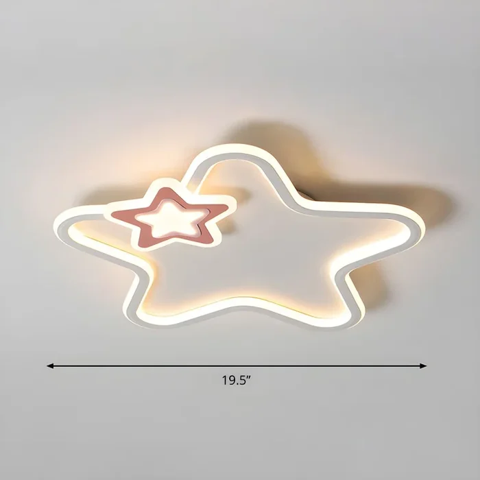 LED Iluminación de Techo de Estrella Lámpara de Techo Acrílica de Estrella para Cuarto – 220 A 240 V Rosa Blanco