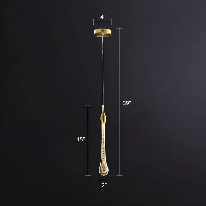 LED Iluminación Pendiente Simplista en Dorado Lámpara Pendiente de Cristal de Gota de Agua para Dormitorio – 220 A 240 V Dorado