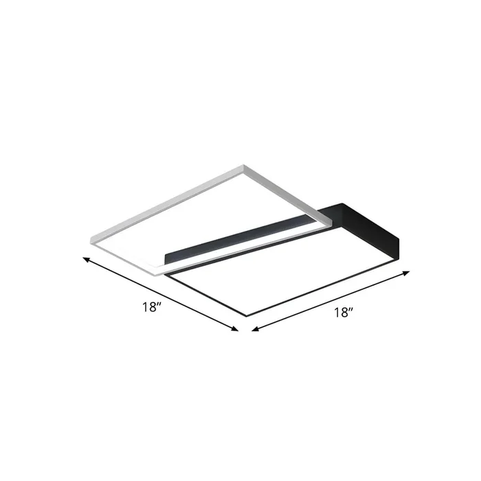 LED Lámpara de Techo de Metal Estilo Moderno Lámpara de Techo Empalme Cuadrada para Dormitorio – 110 A 120 V Negro 45,72 cm Blanco