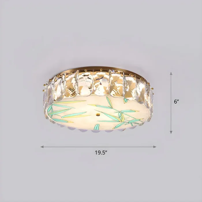 LED Luminaria de Techo de Tambor en Dorado Estilo Moderno Luz de Techo de Cristal para Habitación – 110 A 120 V Dorado Bambú