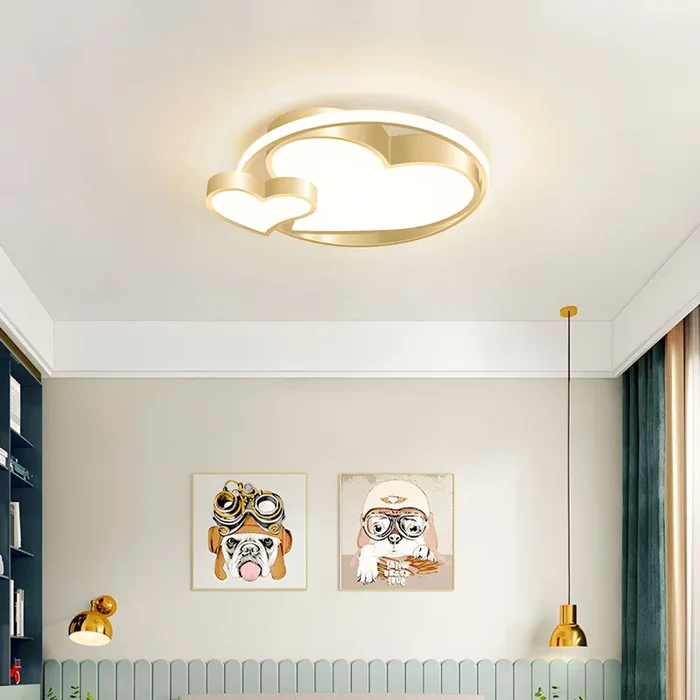 LED Luz de Techo de Corazón en Dorado Iluminación de Techo Nórdico de Acrílico para Habitación – 110 A 120 V Dorado Atenuación continua