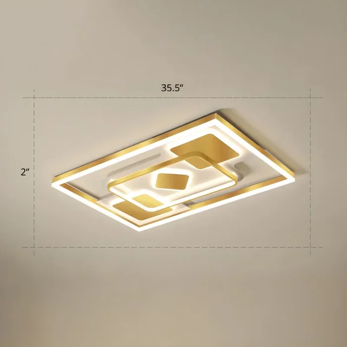 LED Luz de Techo Empotrada Metálica Moderna Lámpara de Techo en Dorado para Dormitorio – 220 A 240 V Dorado 90,17 cm Luz cálida