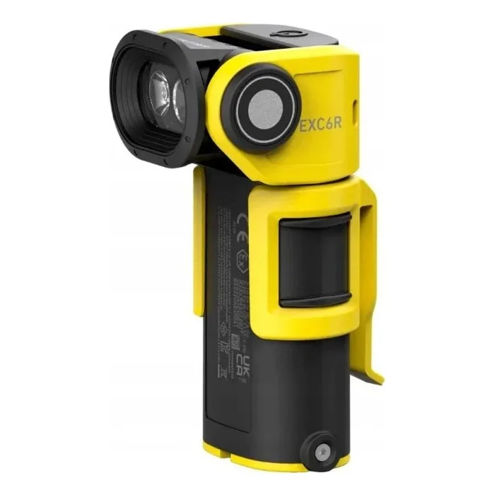 Ledlenser EXC6R – Linterna LED recargable con regulación de intensidad y estación de carga, 1900 mAh, IP68, 300 lm, 10 h, amarillo