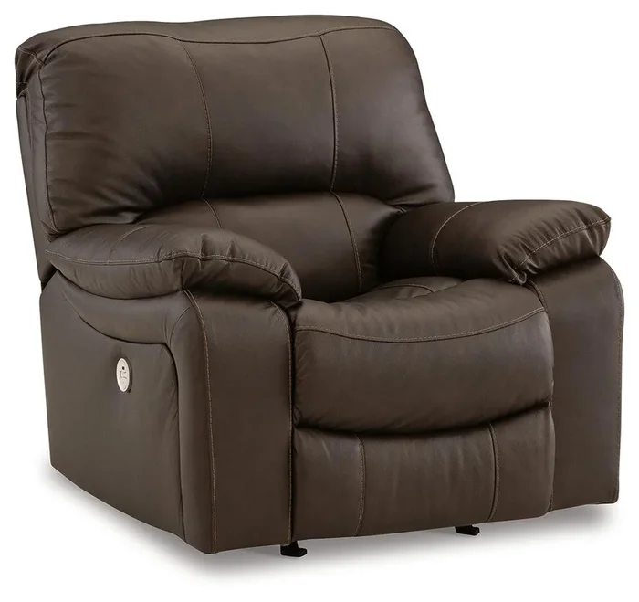 Leesworth Dark Brown Power Leather Recliner
