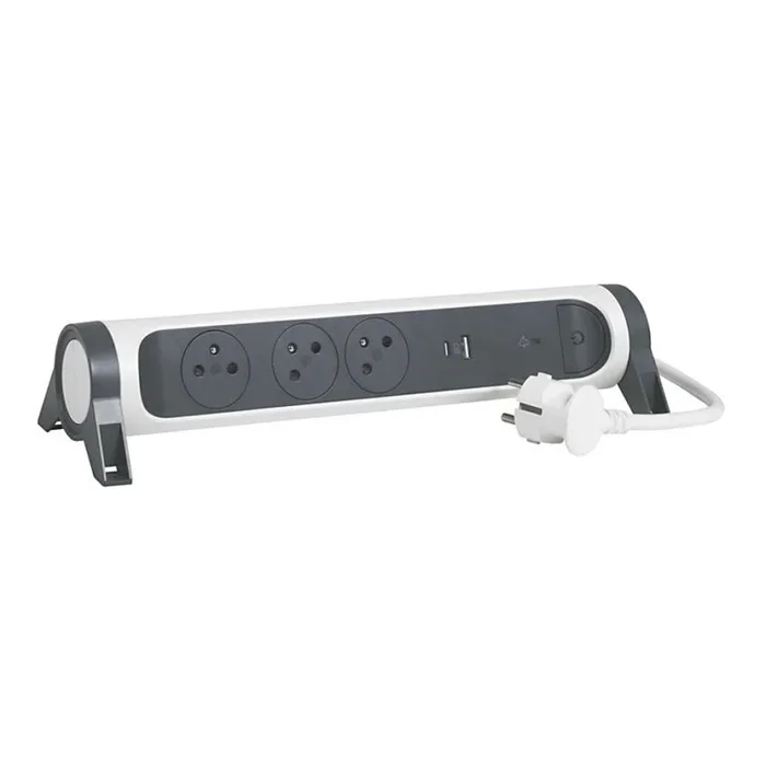 Legrand 049416 – Cable de extensión con interruptor 3Z Tipo E + USB-A + USB-C 1,5m