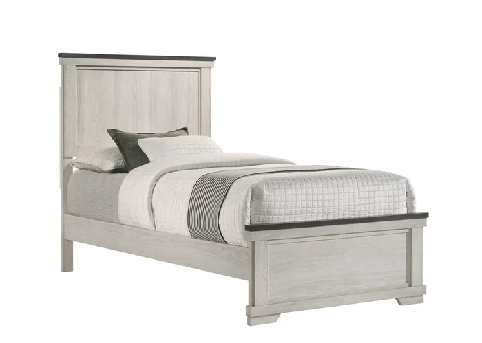 Leighton Cream and Brown Twin Panel Bed