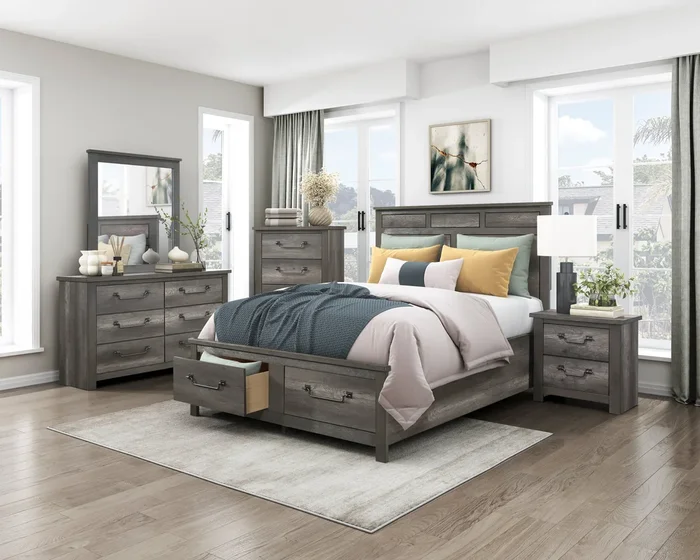 Lenior Gray Storage Platform Bedroom Set