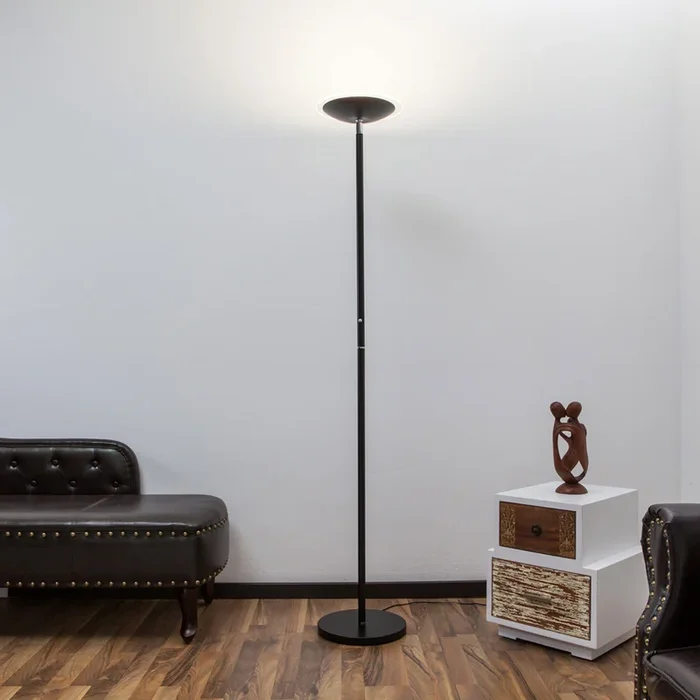 Lindby Lámpara LED de pie Malea, 180 cm, negra, metal