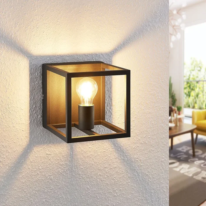 Lindby Meron aplique, forma de caja, gris oscuro
