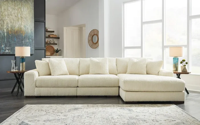 Lindyn Ivory 3-Piece Right Arm Facing Modular Chaise Sectional