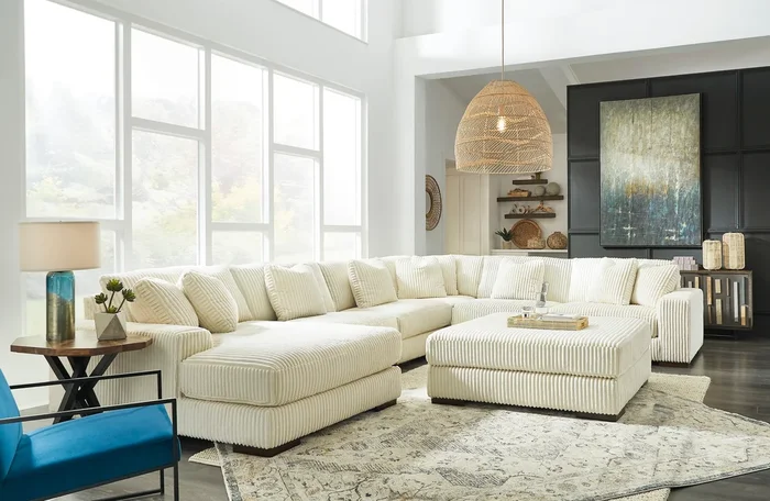 Lindyn Ivory 6-Piece Left Arm Facing Modular Chaise Sectional