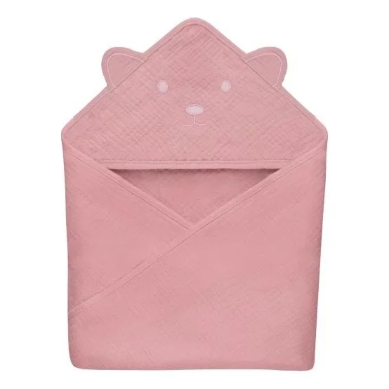 Lionelo – Toalla con capucha de muselina para bebé, color rosa bebé