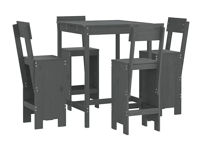 Lise Marie Set de mesa y taburetes altos jardín 5 piezas madera pino gris