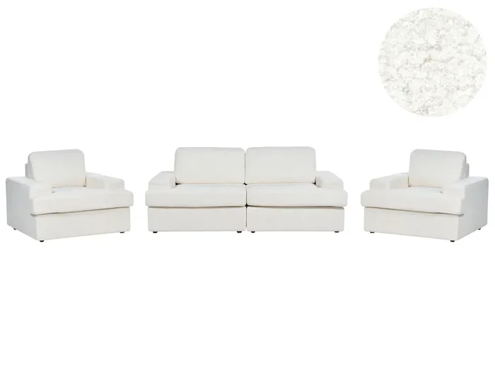 Living Room Set 5 Seater ALLA Boucle Off-White
