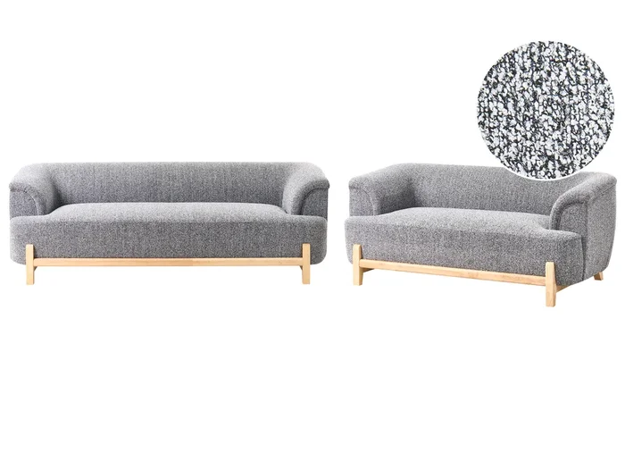 Living Room Set 5 Seater ALNOR Fabric Dark Grey