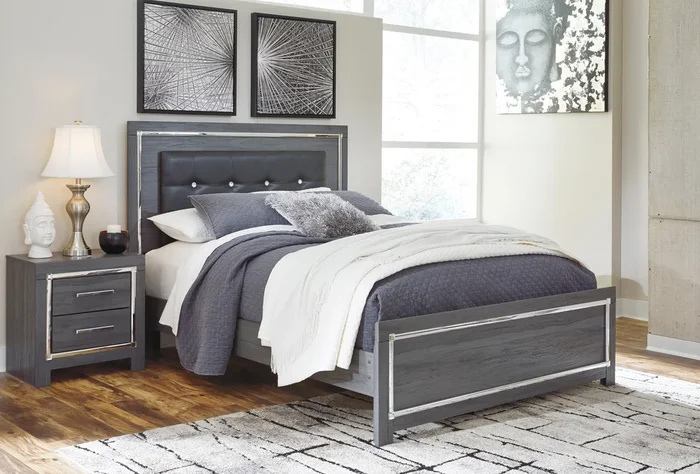 Lodanna Gray King LED Upholstered Platform Bed
