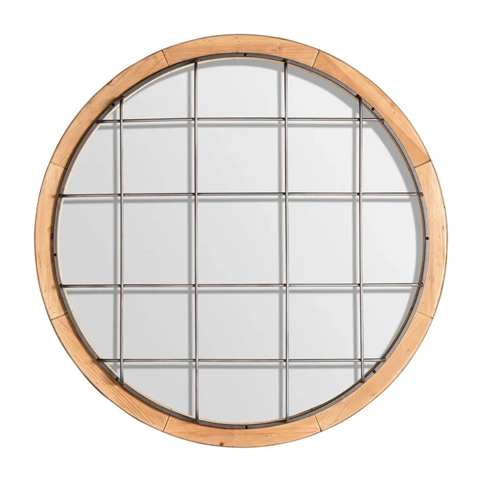 Longford Espejo, de Madera de Abeto, en color Natural, de 105x105x10cm – Lastdeco
