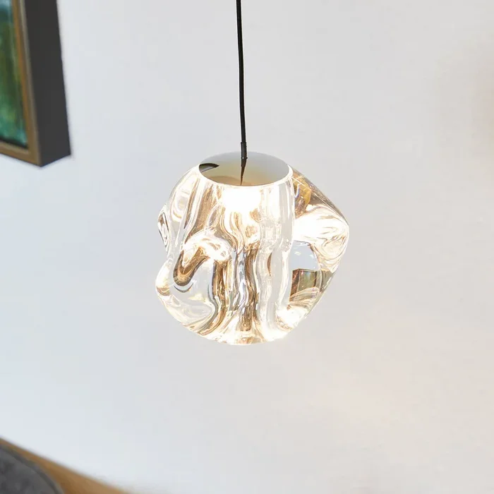 LOOM DESIGN Lámpara colgante LED Ice Ball, cromo/claro, Ø 10,5 cm