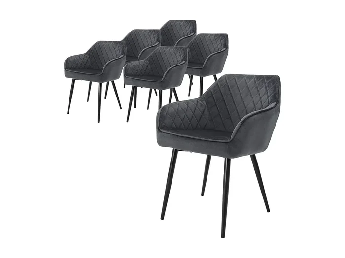 Lote 6x sillas de comedor tapizadas en terciopelo antracita sillones de salón