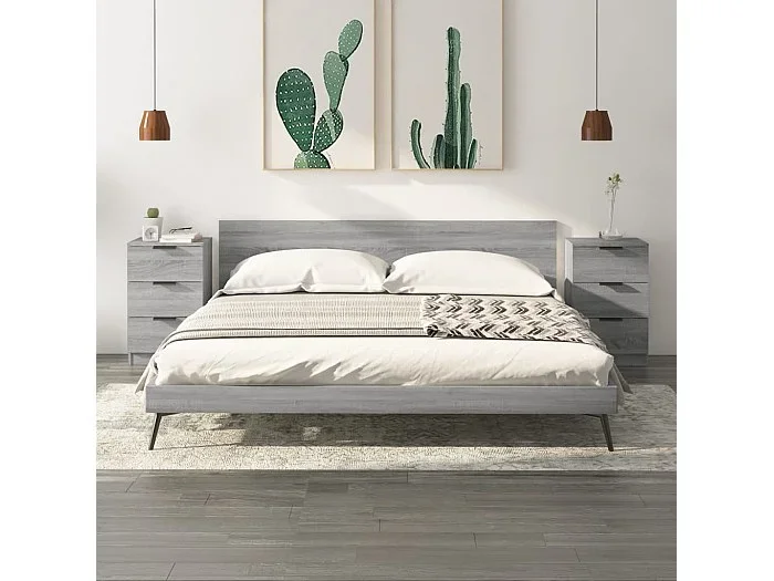 Lote de 2 Mesitas de noche color gris Sonoma 40x36x65 cm ES51978