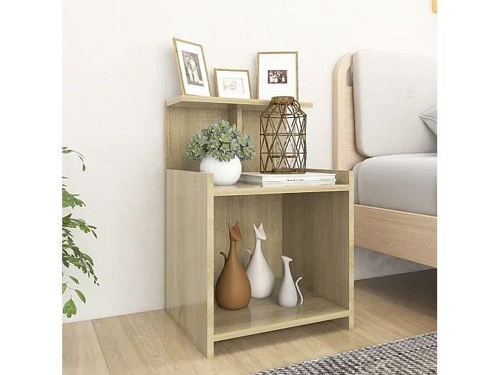 Lote de 2 Mesitas de noche contrachapada roble Sonoma 40x35x60 cm ES66262