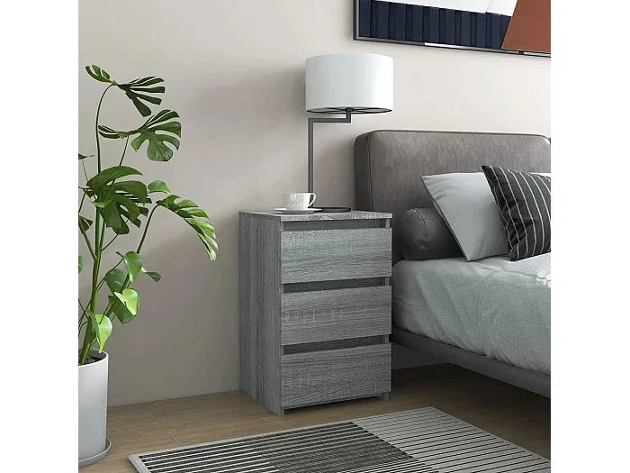 Lote de 2 Mesitas de noche contrachapado gris Sonoma 40x35x62,5 cm ES55935