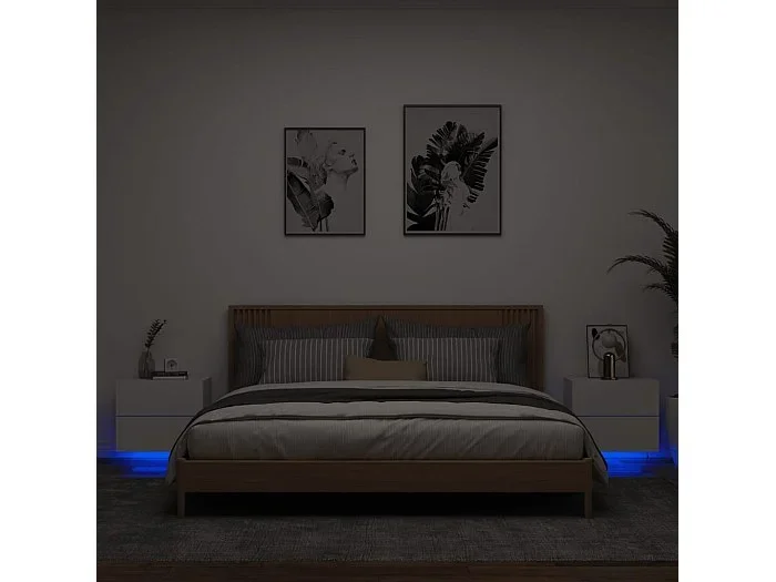 Lote de 2 Mesitas de noche de pared con luces LED blanco ES75437