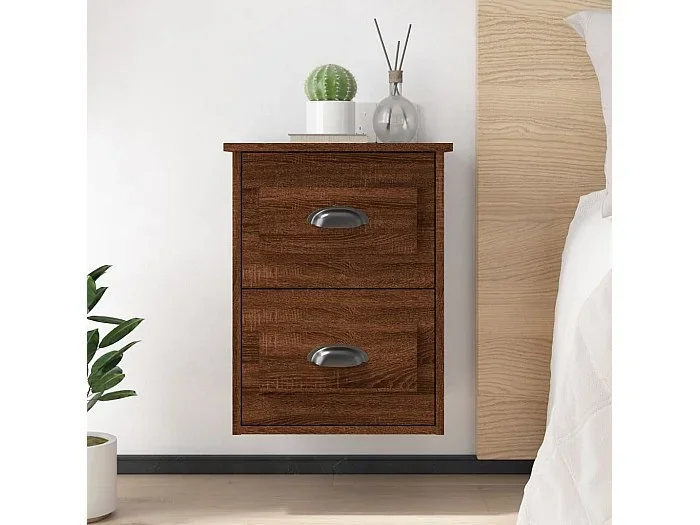 Lote de 2 Mesitas de noche de pared marrón rob;e 41,5x36x53cm ES86003