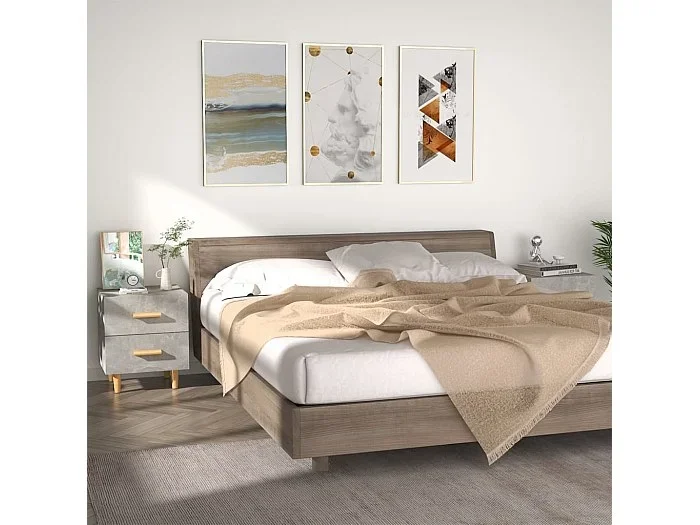 Lote de 2 Mesitas de noche gris hormigón 40x35x47,5 cm ES80686
