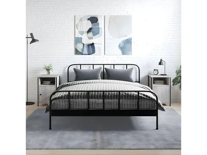 Lote de 2 Mesitas de noche madera contrachapada gris 40x42x60 cm ES13018