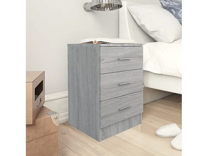 Lote de 2 Mesitas de noche madera gris Sonoma 38x35x56 cm ES39719