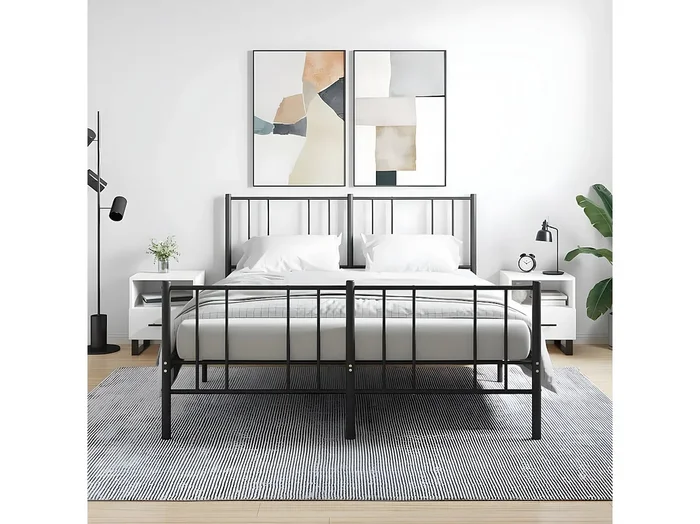 Lote de 2 Mesitas de noche madera ingeniería blanco 40x35x47,5 cm ES86894
