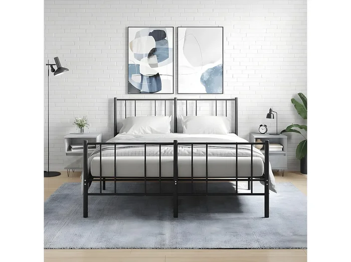 Lote de 2 Mesitas de noche madera ingeniería gris hormigón 40x35x50 cm ES29772