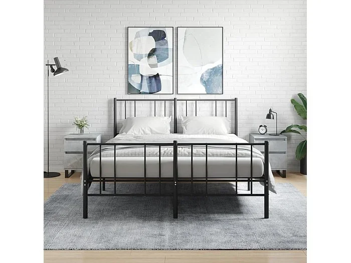 Lote de 2 Mesitas de noche madera ingeniería gris hormigón 40x35x50 cm ES95615