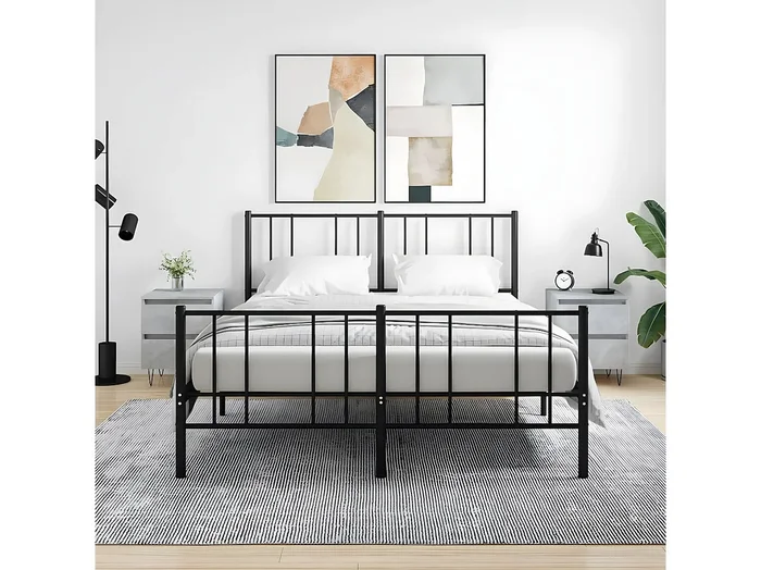 Lote de 2 Mesitas de noche madera ingeniería gris hormigón 40x35x50 cm ES99827