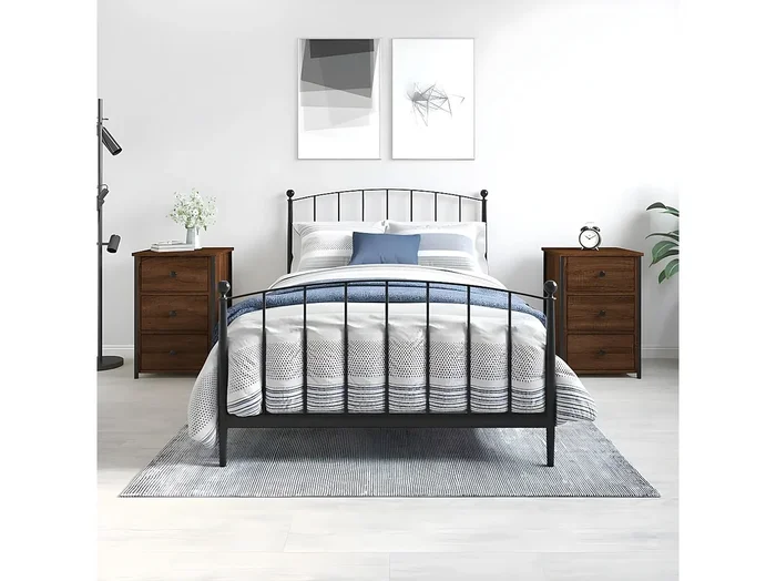 Lote de 2 Mesitas de noche madera ingeniería marrón roble 40x36x60 cm ES87162