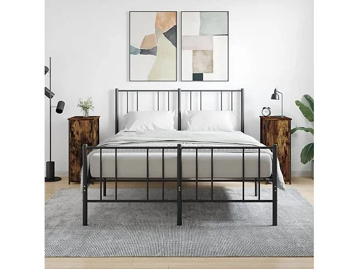 Lote de 2 Mesitas de noche madera ingeniería roble ahumado 32x42x80 cm ES56515