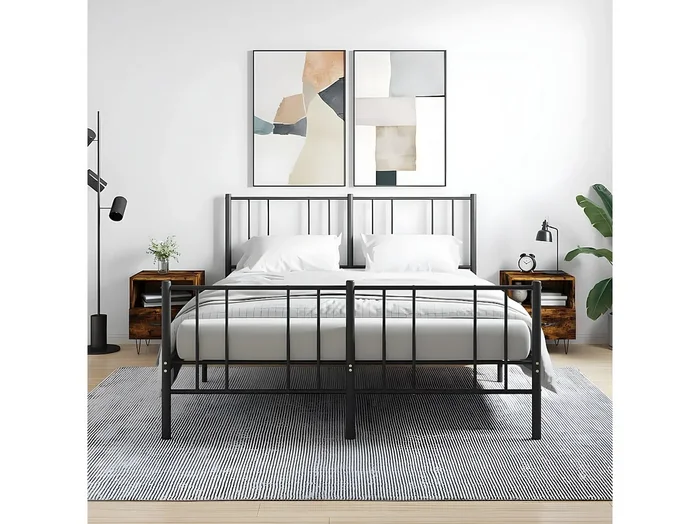 Lote de 2 Mesitas de noche madera ingeniería roble ahumado 40x35x47,5cm ES12715